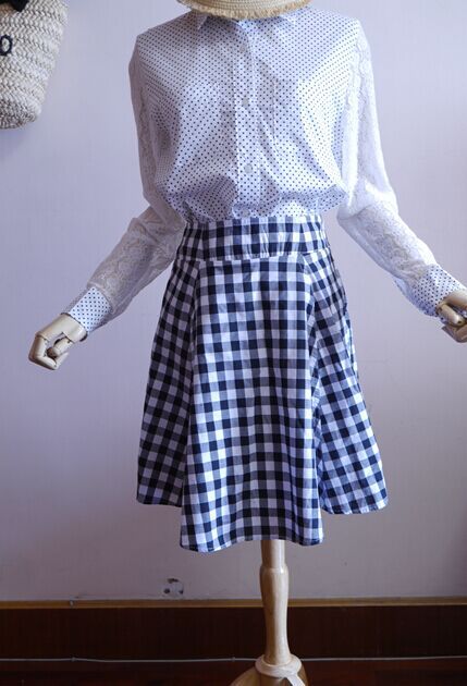 漂亮格纹ykk隐形拉链百搭修身伞裙 2色入