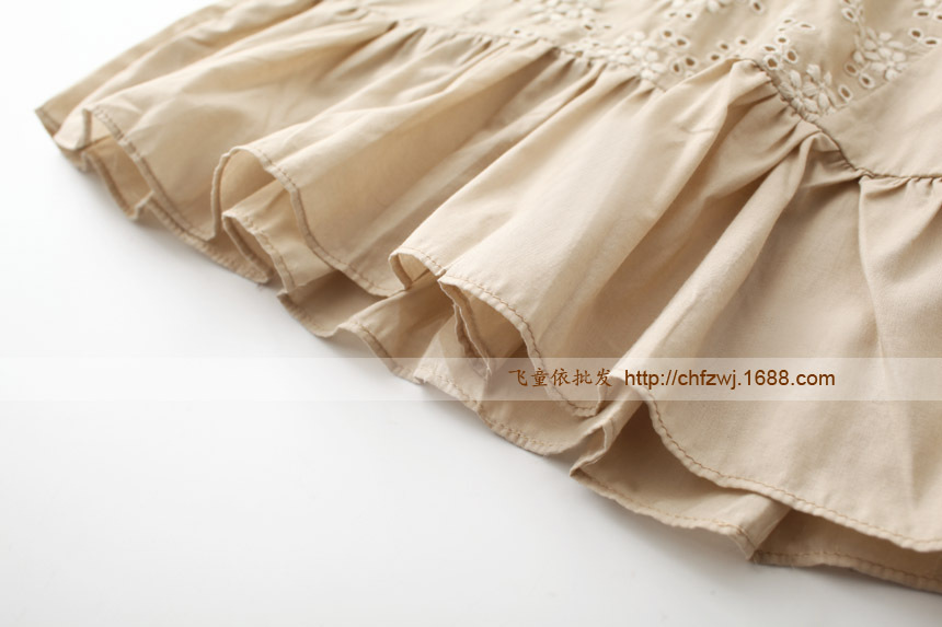 501206 韩国风~刺绣拼接全棉短袖衬衫 女童 2色入