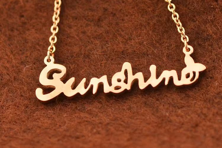 现货何以笙箫默钟汉良赵默笙18k玫瑰金sunshine字母项链不带钻款