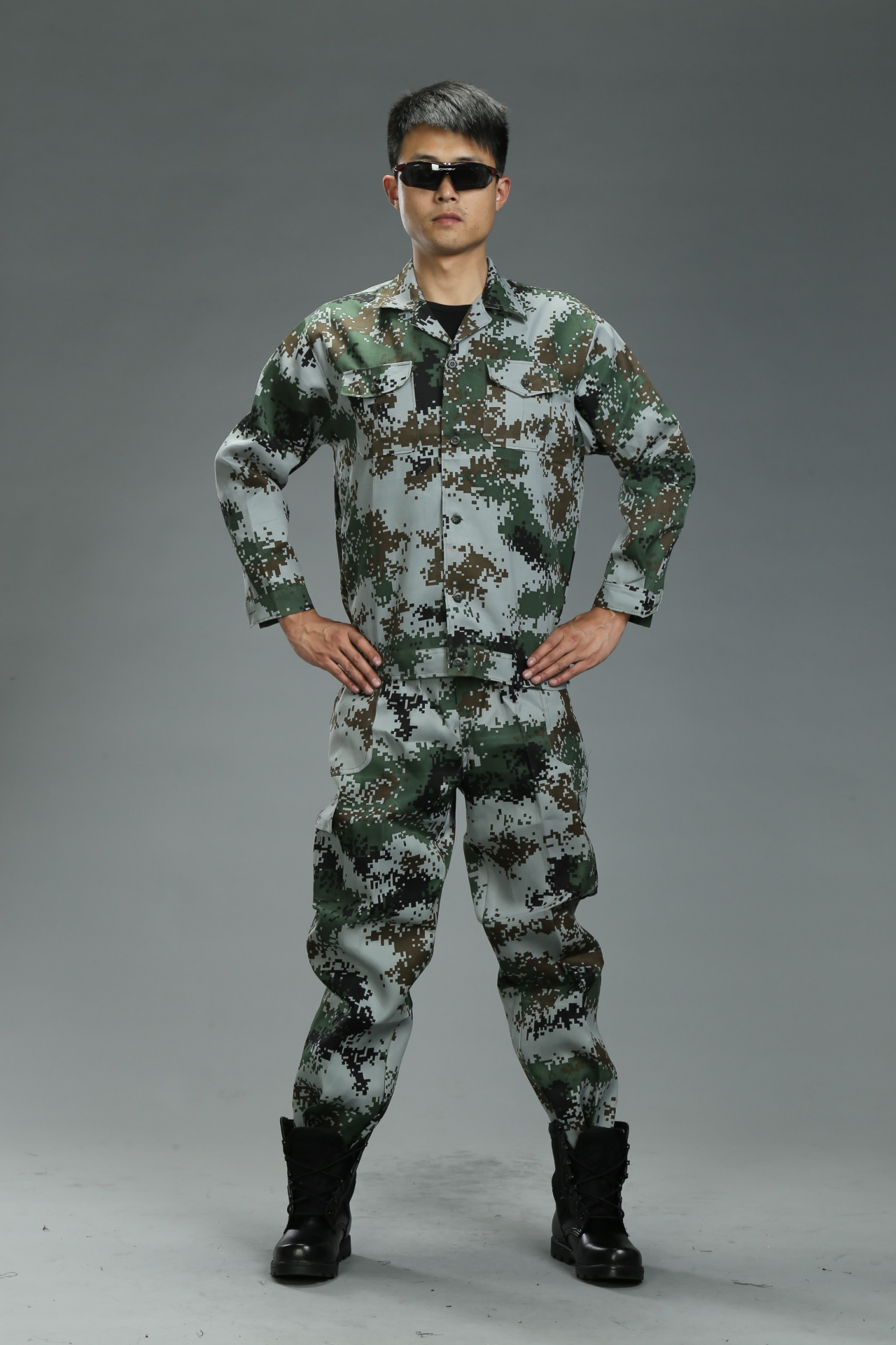 07化纤工作服 丛林林地迷彩服套装 特种兵军训服 耐磨军迷服
