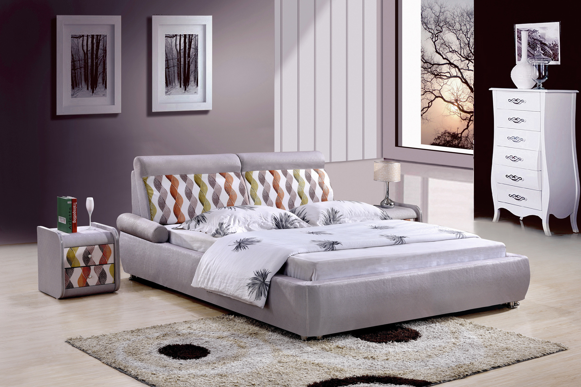 厂家直销布艺双人床婚床绒布床1.8米小户型可拆洗软床布床现货图片_37