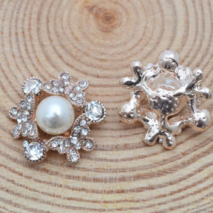 合金点钻水钻珍珠饰品配件 手工diy发饰装饰配件钻扣装饰花盘1830