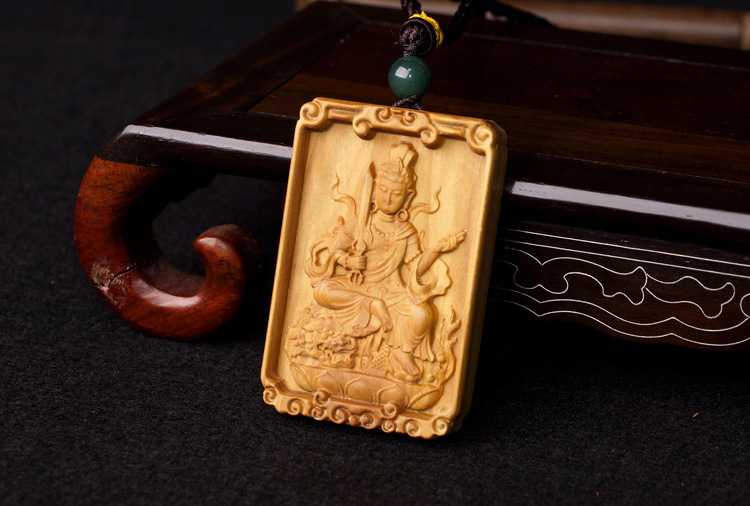 【文殊菩萨】澳洲檀香挂件 木质汽车车挂 汽车内饰用品 文玩收藏