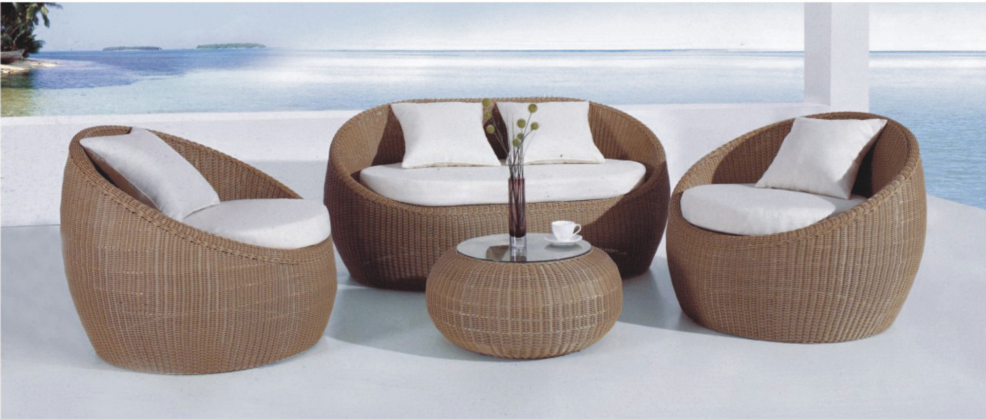 休闲藤艺编藤沙发 户外家具厂家 藤制沙发定制 客厅酒店组合