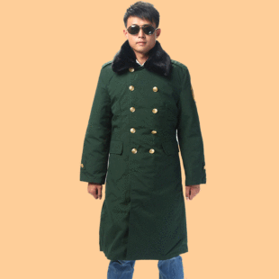 正品新款军绿大衣长款松枝绿3503卡思迪莱大衣冬季防寒常服棉大衣