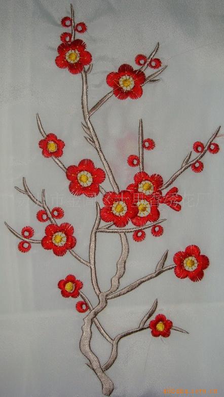 七里香苏绣仿真丝围巾1号红梅厂家直销花型丰富