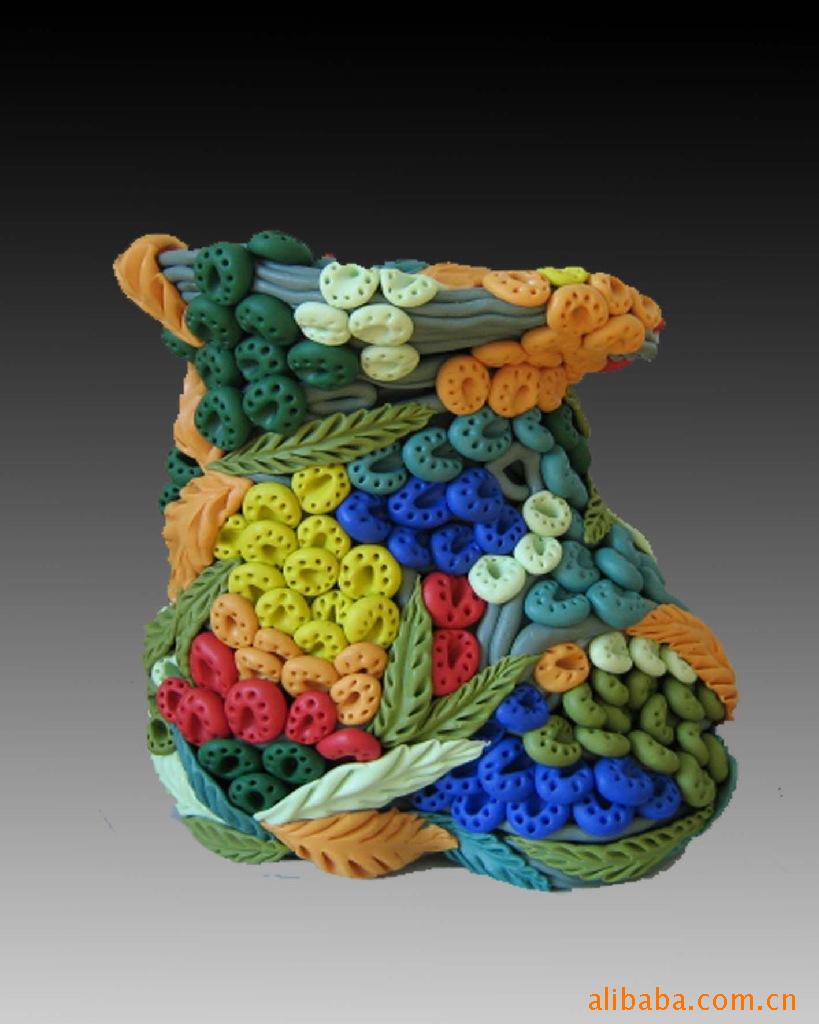 软陶手工花篮花瓶 pz-009 pz025-1 &nbsp;&nbsp; ★材质:彩陶泥&nbsp